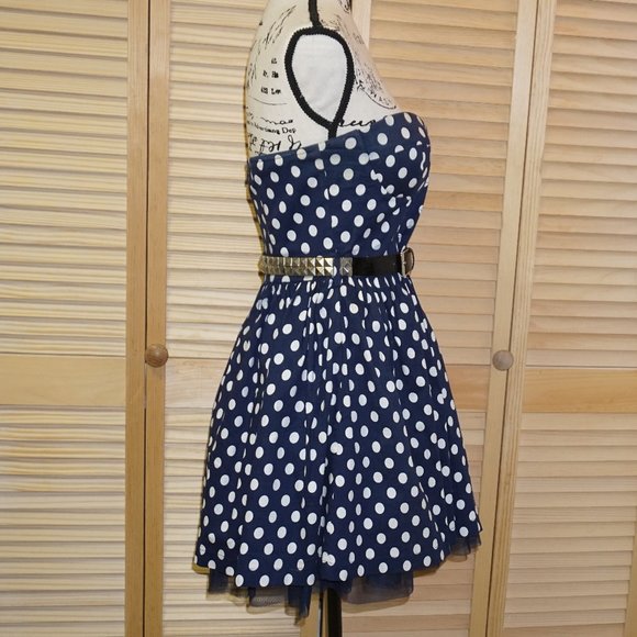 Mandee Blue Polka Dot Strapless Dress - Picture 4 of 8
